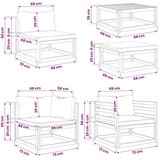  Set sofe 8 kom. Prirodna Čvrsto drvo akacije - Sivosmeđa 3x kutna + 2x srednja + fotelja + tabure + stol | shoptok.hr