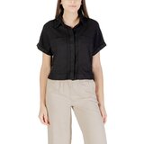 Only Srajce & Bluze ONLCARO S/S LINEN BL BOXY SHIRT CC PNT 15338744 Črna | Shoptok.si
