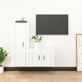 The Living Store Komplet TV omaric 2-delni visok sijaj bel inženirski les - Komplet TV Omaric, (21374257) Cene