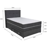 Hom`in POSTELJA BOXSPRING 120 cm x 200 cm , les, tekstil, leseni material temno siva | Shoptok.si
