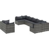  9-dijelni set vrtnih sofa od poliratana s jastucima sivi | shoptok.hr
