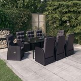  9-dijelni vrtni blagovaonski set s jastucima crni | shoptok.hr