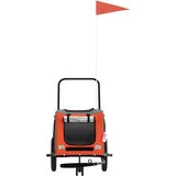 Prikolica za bicikl za pse narančasto-crna od tkanine i željeza | shoptok.hr