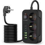 TECH-PROTECT NAPAJALNA VTIČNICA 3 USB 3 TYPE-C 3 VTIČ 200CM ČRNA, (21980303) | Shoptok.si