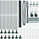 vidaXL šesterokotna ograja Zelena 1.4x25 m Jeklo, stebri za ograje s podnožjem 13 kos Ø32mm 78.5cm Galvanizirano jeklo | Shoptok.si