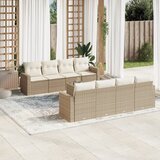 Maison Chic Seti vrtnega pohištva - Vrtna garnitura 9-delna z blazinami bež poli ratan, (21797017) | Shoptok.si