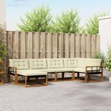  Set vanjskih sofa 6 kom. Prirodna i krem Čvrsto drvo akacije | shoptok.hr