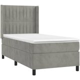 Box spring krevet s madracem svjetlosivi 90x190 cm baršunasti | shoptok.hr