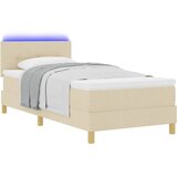  LED Box Spring Krevet s LED trakama Krema 80 x 200 cm tkanina | shoptok.hr