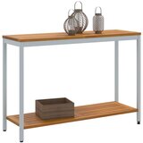 vidaXL Zunanja miza Naravna in siva 35x110x75 cm Trden les in jeklo, (22015874) | Shoptok.si