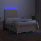  Box spring postelja z vzmetnico LED krem 120x200 cm blago, (20900028) | Shoptok.si