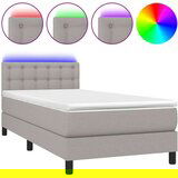  Box spring postelja z vzmetnico LED svetlo siva 90x200 cm blago, (20727231) | Shoptok.si