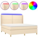  Krevet box spring s madracem LED krem 180x200 cm od tkanine | shoptok.hr