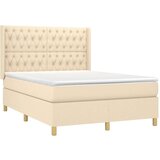  Box spring postelja z vzmetnico krem 140x200 cm blago, (20892557) | Shoptok.si