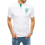 DStreet Men's white polo shirt with embroidery PX0439
