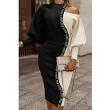 Fenzy Elegantna Midi Haljina S Uzorkom, Crno-Krem Cijene