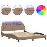 Maison Chic Posteljni okvir - Dvoposteljna postelja - Zakonska postelja z LED lučkami kapučino 160x200 cm umetno usnje-J5659, (21761652) Cene
