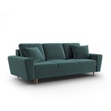 Cosmopolitan Design Modrozelena žametna raztegljiva sedežna garnitura s prostorom za shranjevanje 235 cm Kyoto – | Shoptok.si
