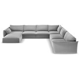 Mazzini Sofas Svetlo siva žametna kotna sedežna garnitura v obliki črke "U" (desni kot) Vanda – | Shoptok.si
