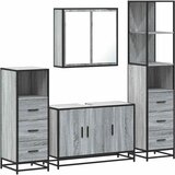 vidaXL kopalniško pohištvo 4 kosi siva sonoma inženirski les | Shoptok.si