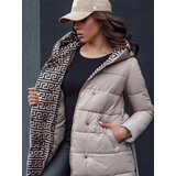 DStreet Women's winter quilted coat with hood GRACE beige | Shoptok.si