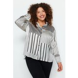 Trendyol Curve Black and White Striped Woven Shirt Cene