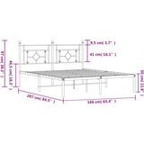 Metalni okvir za krevet s uzglavljem bijeli 160x200 cm | shoptok.hr