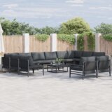 vidaXL Vrtna sedežna garnitura 12 pcs Antracitna Jeklo u