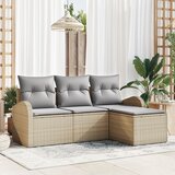 vidaXL 4-delni vrtni kavč set z blazinami bež poli ratan, (22093722) | Shoptok.si