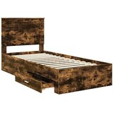  Krevetna konstrukcija s ladicama Dimljeni hrast 90 x 190 cm | shoptok.hr