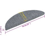  Prostirke za stepenice, samoljepljive, 15 kom, 56x17x3 cm, svijetlo sive, poluokrugle | shoptok.hr