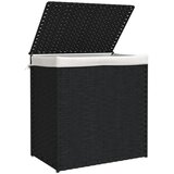  Košara za rublje s 2 odjeljka crna 53 x 35 x 57cm od poliratana | shoptok.hr