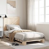  The Living Store Posteljni okvir z vzglavjem 90x200 cm trdna borovina - Posteljni Okvir, (21523399) | Shoptok.si