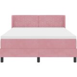  Roza postelja z vzmetjo in vzmetnico 160x200 cm iz žameta, (22083278) | Shoptok.si