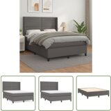 The Living Store Box spring postelja z vzmetnico siva 140x190 cm umetno usnje - Box Spring Postelja, (21737496) | Shoptok.si
