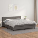  s oprugama i madracem sivi 180 x 200 cm od umjetne kože | shoptok.hr