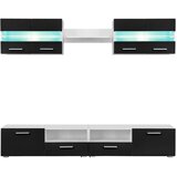  5-dijelni set zidnih TV elemenata LED crni visokog sjaja | shoptok.hr