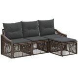 vidaXL Vrtna sedežna garnitura 4 pcs Siva poli ratan, (5000272400) | Shoptok.si