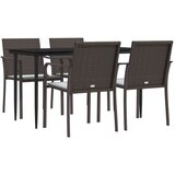  5-dijelni vrtni blagovaonski set s jastucima poliratan i čelik Crna Dužina stola 80 cm | shoptok.hr