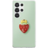 AVIZAR Ovitek za Galaxy S25 Ultra s 3D motivom jagode in dvignjenim robom, Zelena, (5000274373) | Shoptok.si