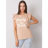 Fashion Hunters Ladies' beige blouse with a print | Shoptok.si