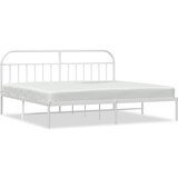 The Living Store Kovinski posteljni okvir z vzglavjem bel 200x200 cm - Posteljni Okvir, (21530834) | Shoptok.si