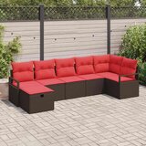  Set sofe s jastukom s pohranom 7 pcs Smeđa i crvena poliratan | shoptok.hr