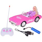 Retro kabriolet na daljinsko upravljanje s modnom lutkom u krznenom kaputu, ružičasti | shoptok.hr