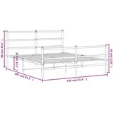  Metalni okvir kreveta uzglavlje i podnožje bijeli 150 x 200 cm | shoptok.hr