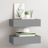  Zidne police s ladicom 2 kom sive 40 x 23,5 x 10 cm MDF | shoptok.hr