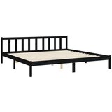  Za krevet s uzglavljem crni 200 x 200 cm od masivnog drva | shoptok.hr