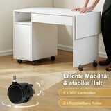  Računalni stol na kotačiće sklopivi stol s ormarićem i ladicom iverica bijela | shoptok.hr