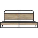 vidaXL Kovinski posteljni okvir brez vzmetnice dimljen hrast 180x200cm | Shoptok.si