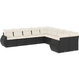  10-dijelni set vrtnih sofa s jastucima crni od poliratana | shoptok.hr